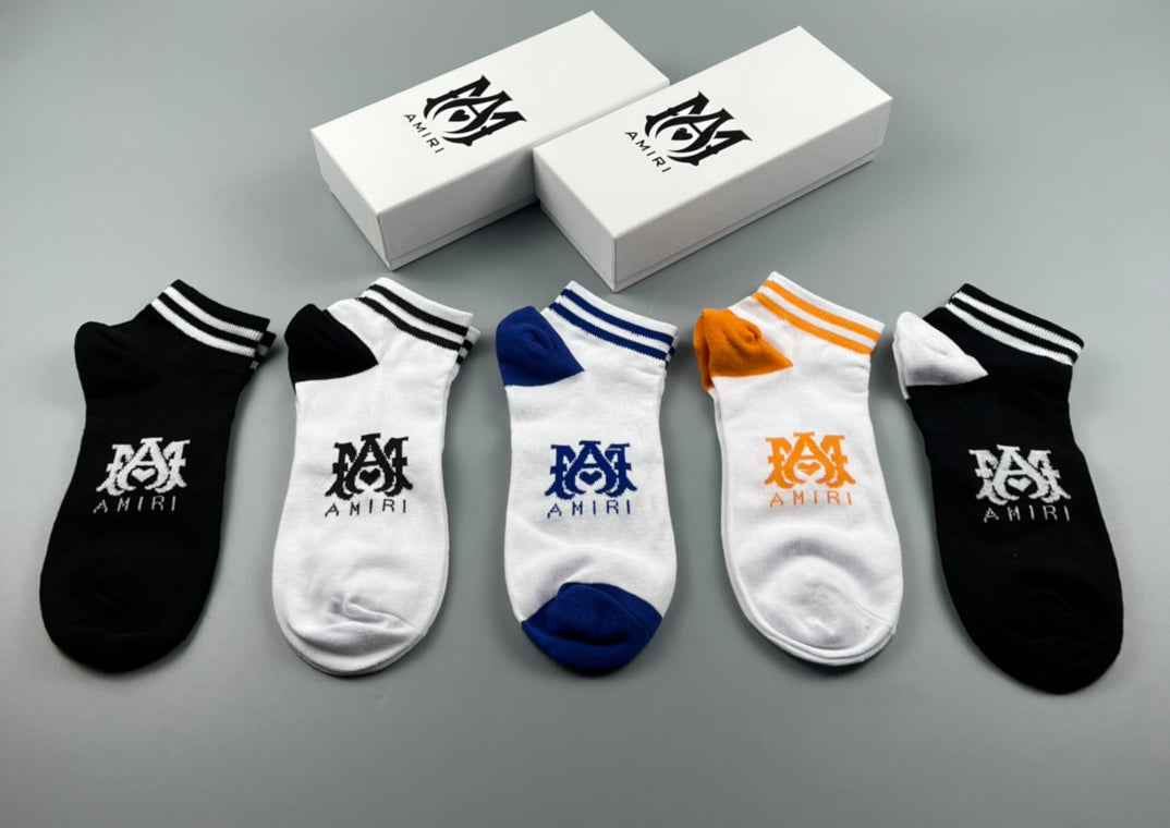 Amiri Ma-Style Graphics Ankle Socks - 5-Pair Set