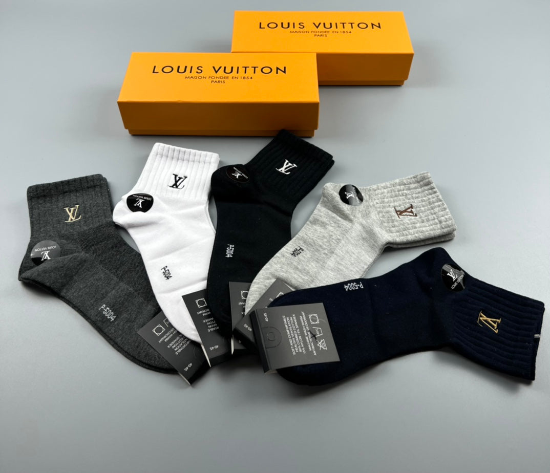 Louis Vuitton Small Initial Details Ankle Socks - 5-Pair Set