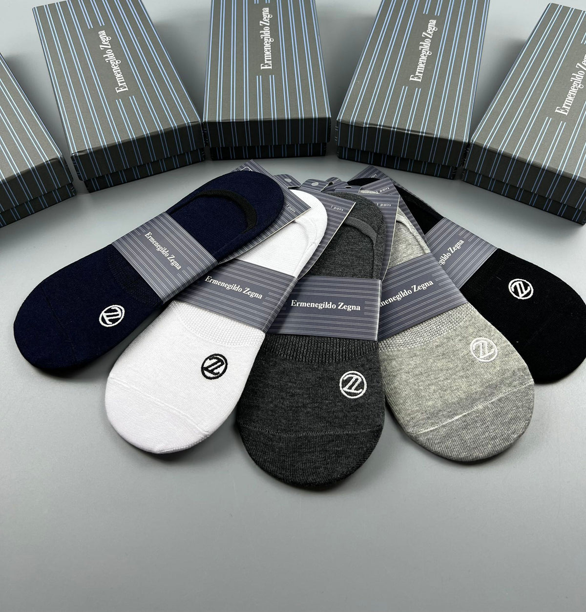 Zegna Understated Wordmarks No-Show Socks - 5-Pair Set