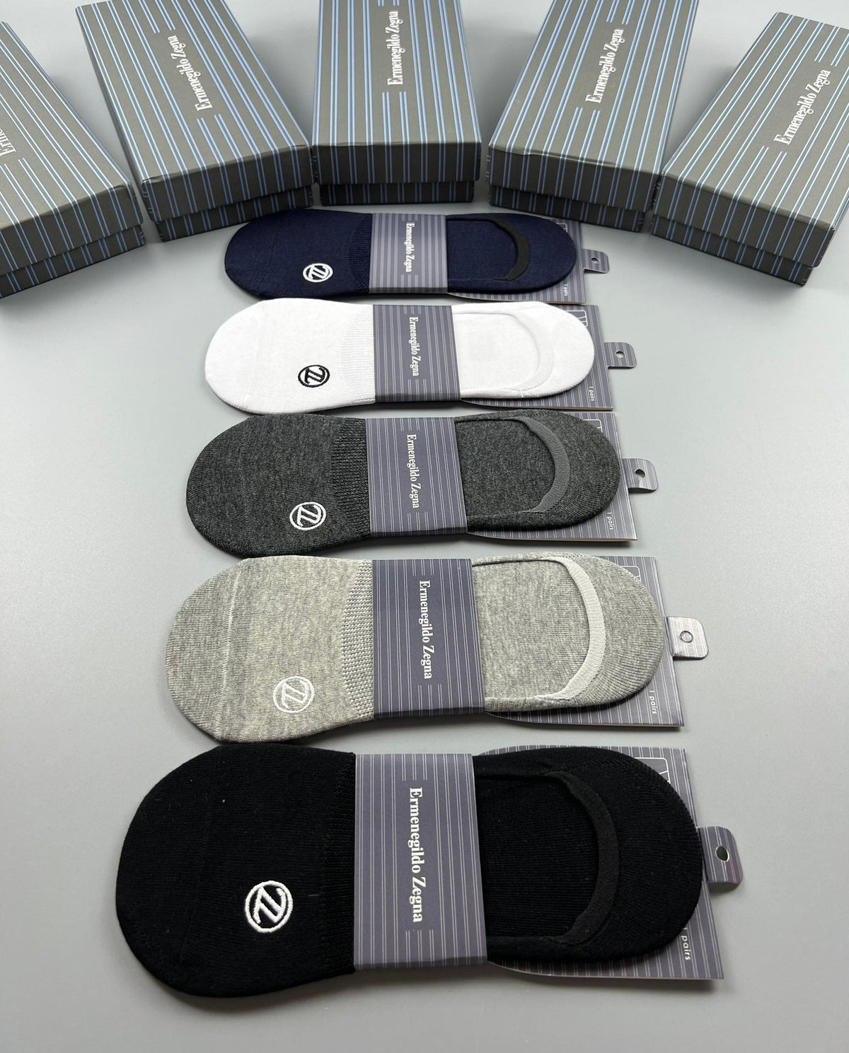 Zegna Understated Wordmarks No-Show Socks - 5-Pair Set