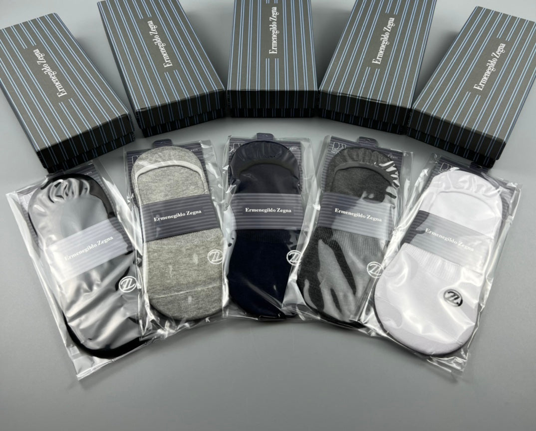 Zegna Understated Wordmarks No-Show Socks - 5-Pair Set