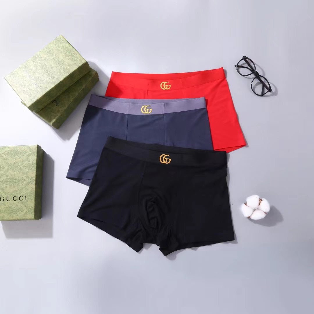 Gucci Gold-Tone Waistband Details Men's Boxer Briefs - 3-Piece Box