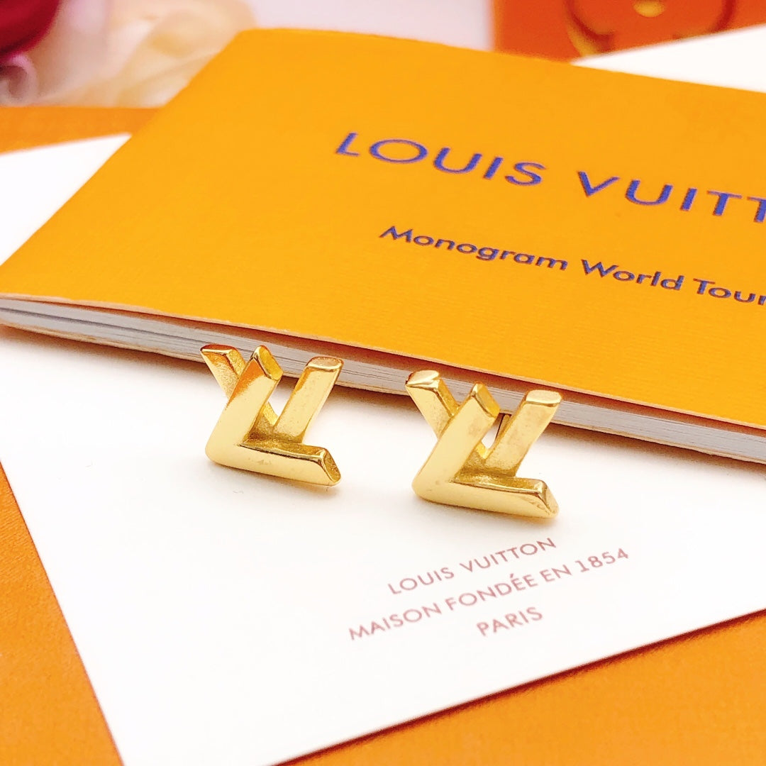 Martin Graham stud earrings in polished metal-tone – front product view