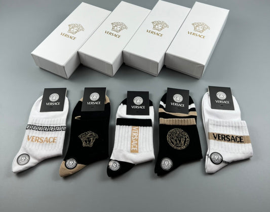 Versace Logo Crew Socks - 5-Pair Box