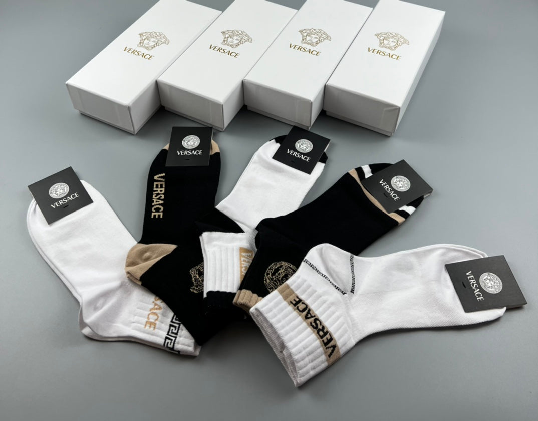 Versace Cotton Crew Socks - 5-Pair Pack