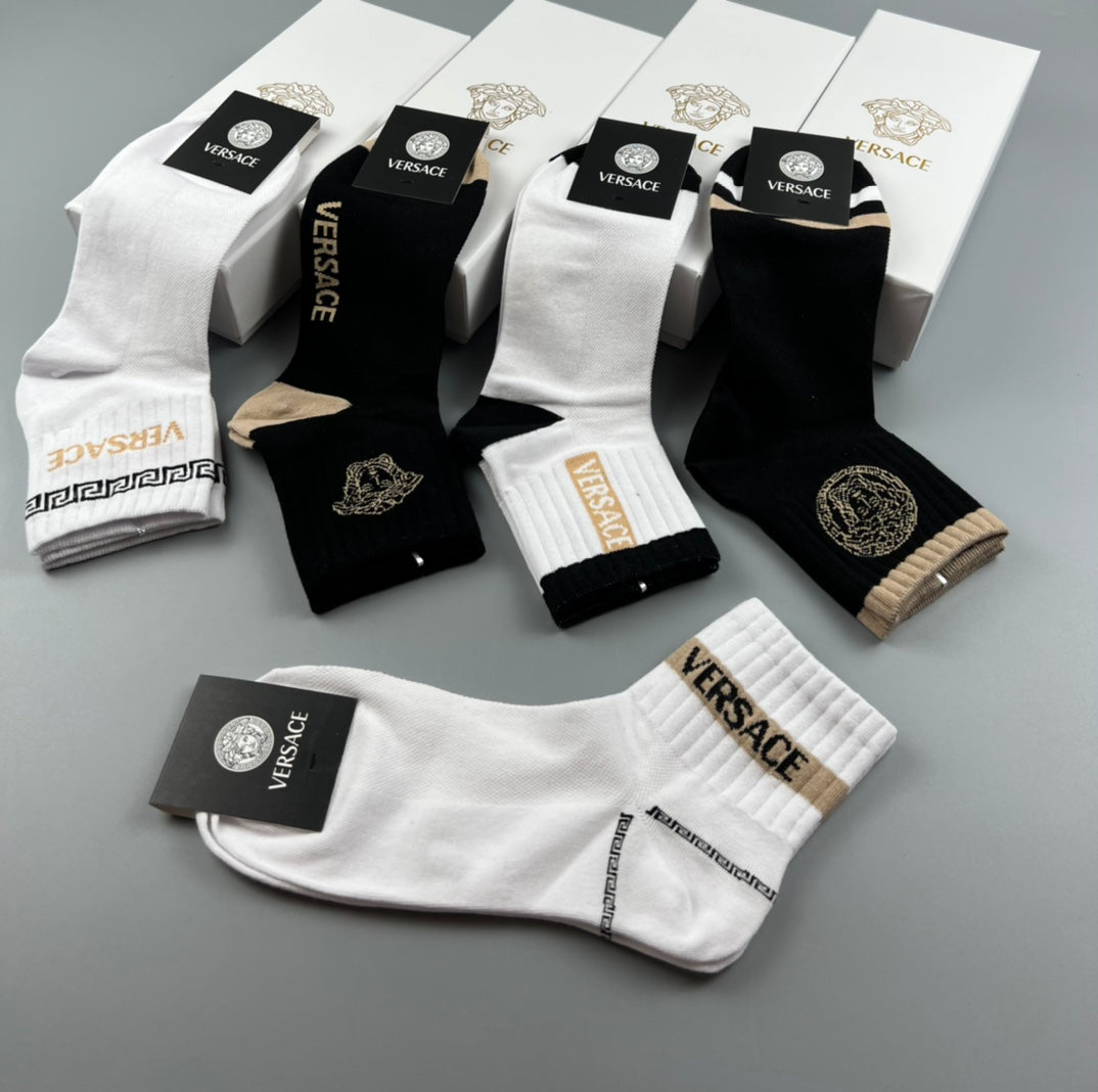 Versace Cotton Crew Socks - 5-Pair Pack