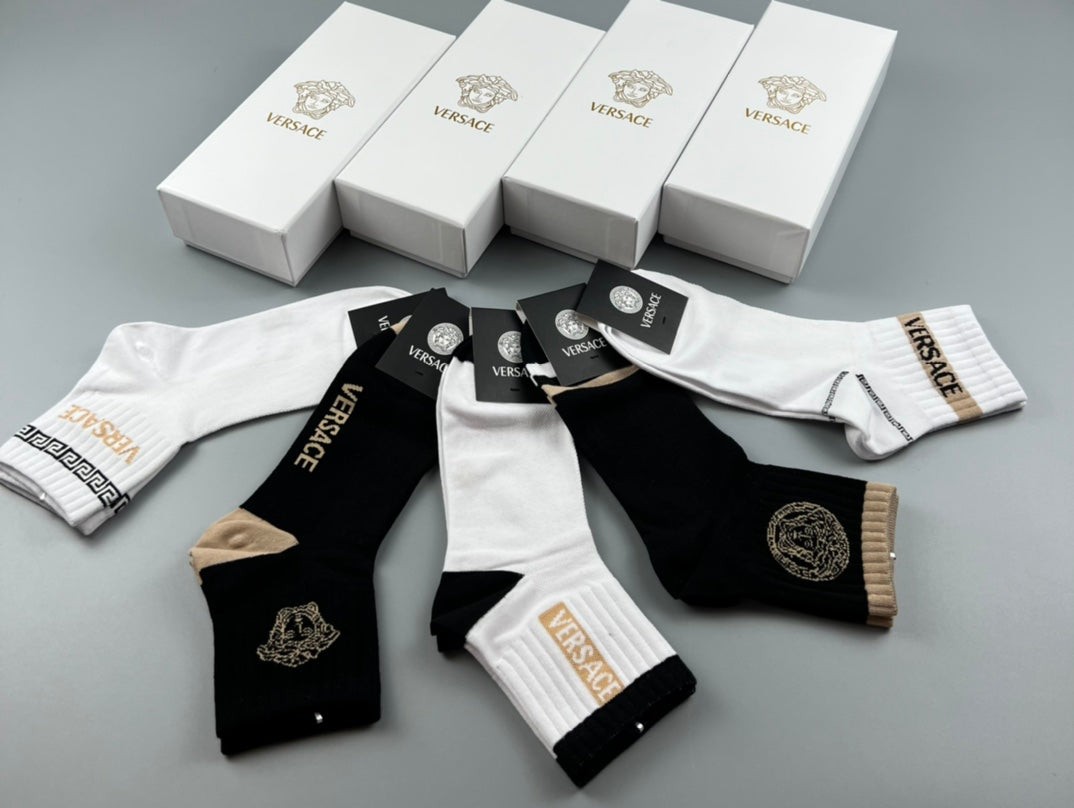 Versace Medallion Details Ankle Socks - 5-Pair Set