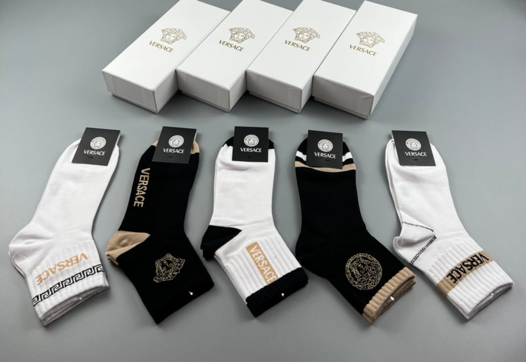 Versace Medallion Details Ankle Socks - 5-Pair Set