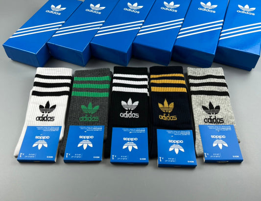 Adidas Contrast Sport Logos Crew Socks - 5-Pair Set