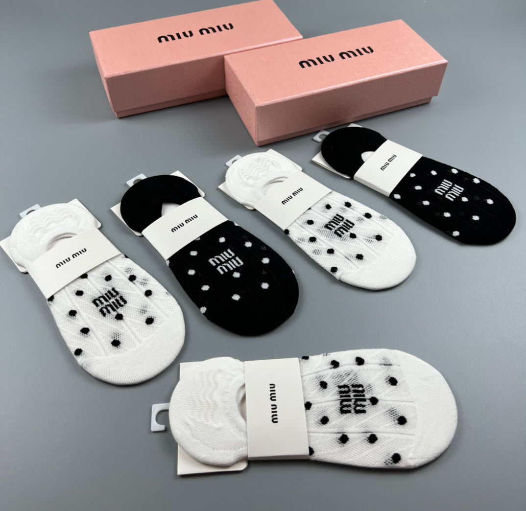 Miu Miu Combed cotton Visible Logo, Stripe Or Motif Details Crew Socks