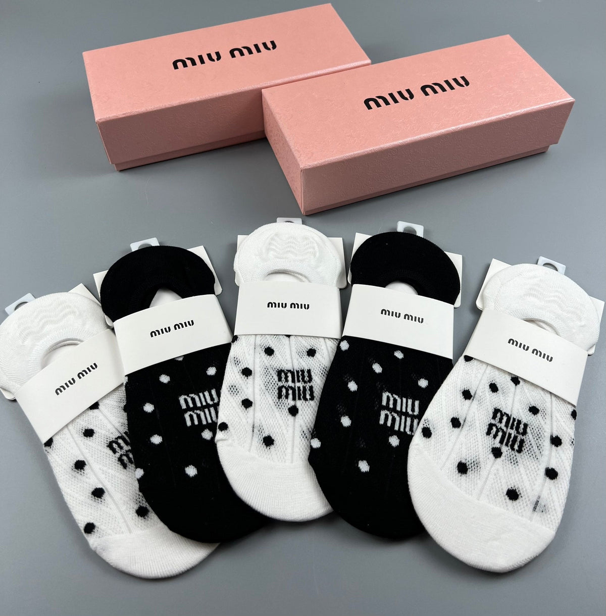 Miu Miu Combed cotton Visible Logo, Stripe Or Motif Details Crew Socks