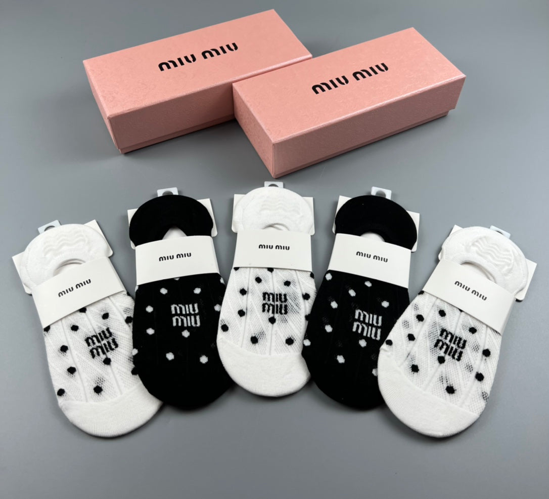 Miu Miu Combed cotton Visible Logo, Stripe Or Motif Details Crew Socks