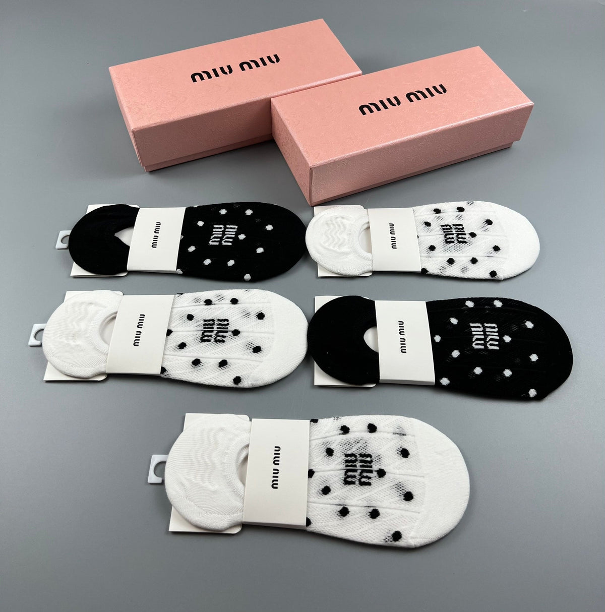 Miu Miu Combed cotton Visible Logo, Stripe Or Motif Details Crew Socks