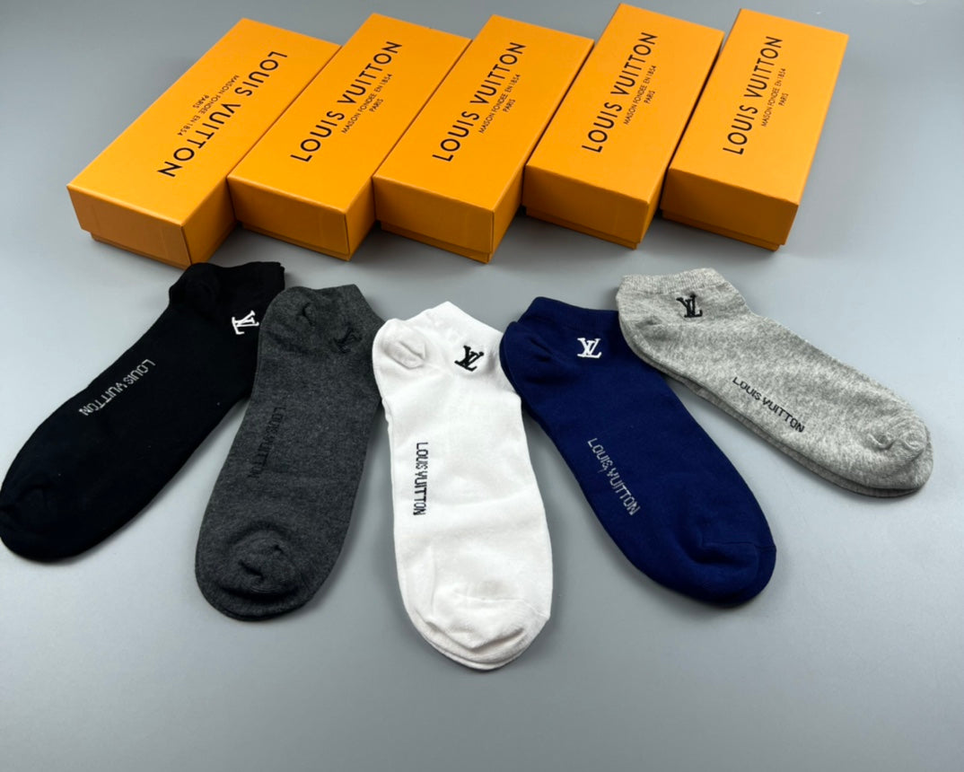 Louis Vuitton Restrained Emblem Details Ankle Socks - 5-Pair Set