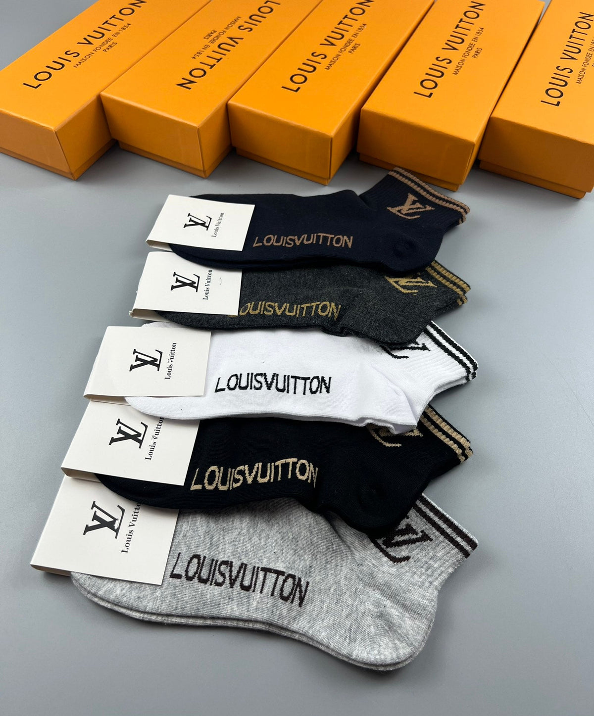 Louis Vuitton Small Initial Details Ankle Socks - 5-Pair Set