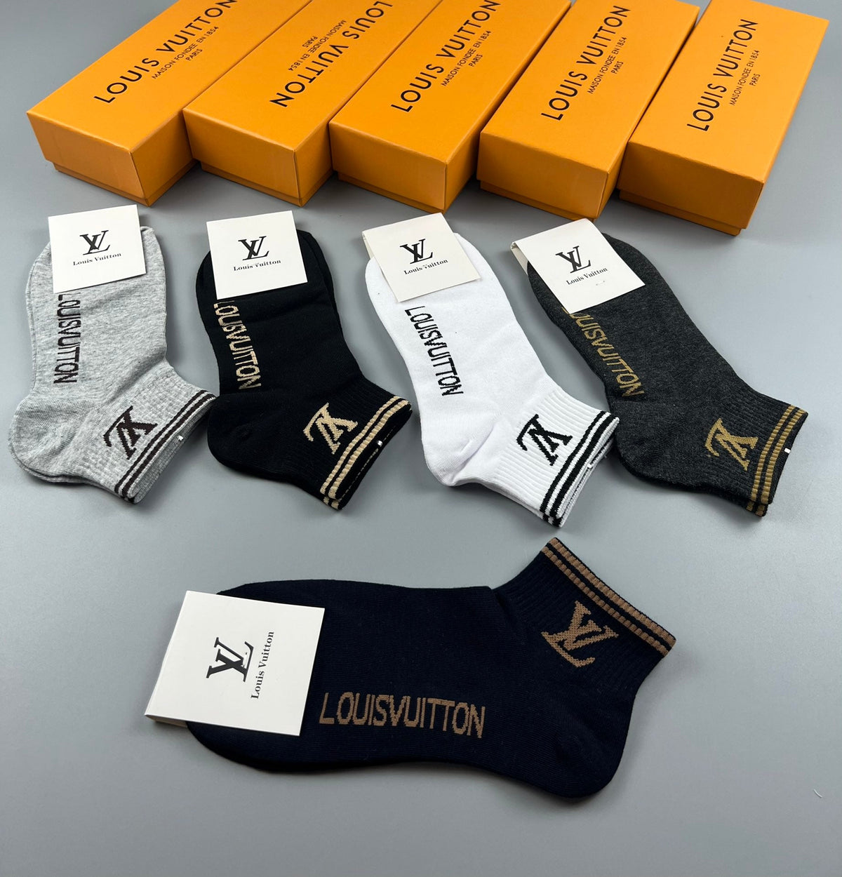 Louis Vuitton Small Contrast Initials Ankle Socks - 5-Pair Set