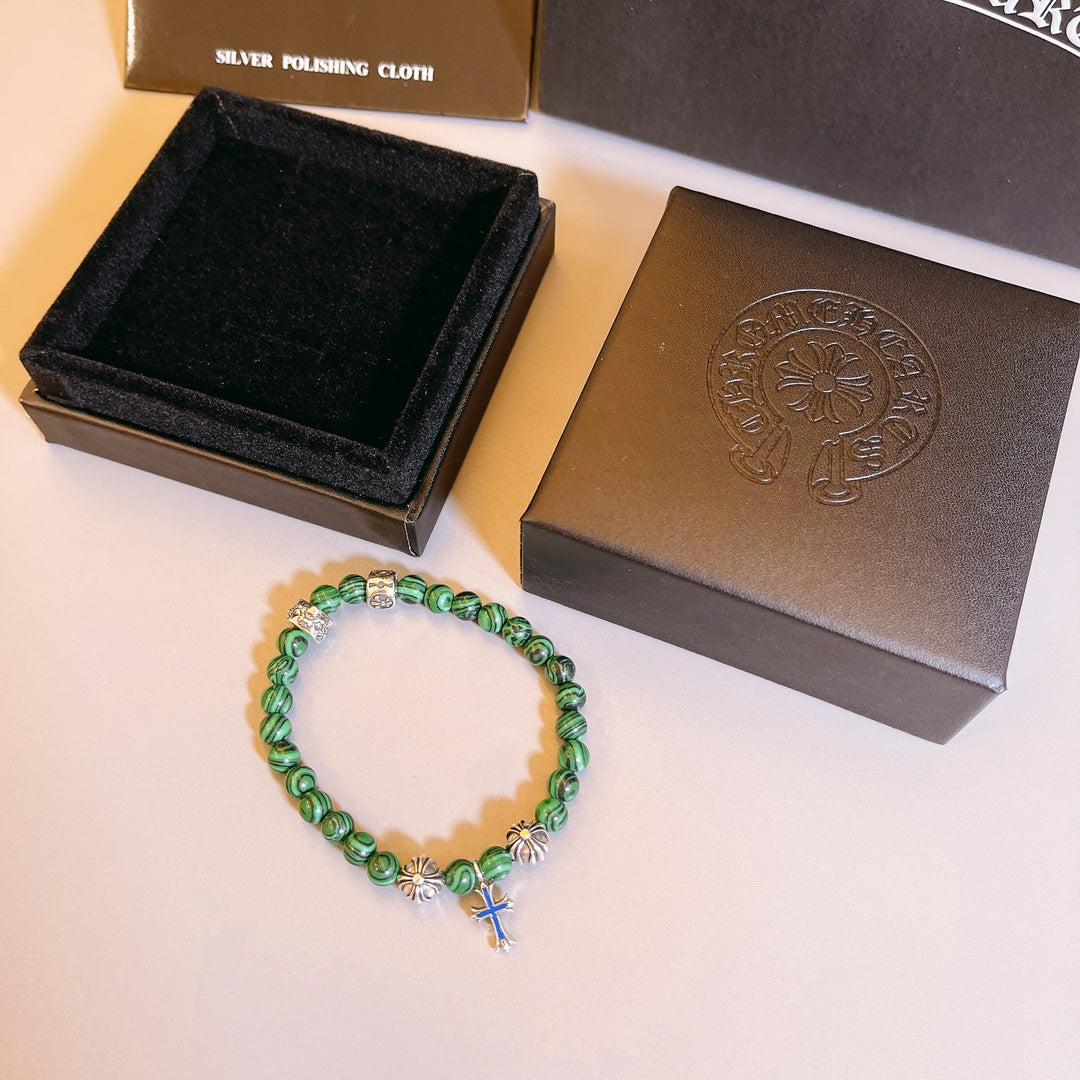 Martin Graham beaded bracelet in polished metal-tone – front product view