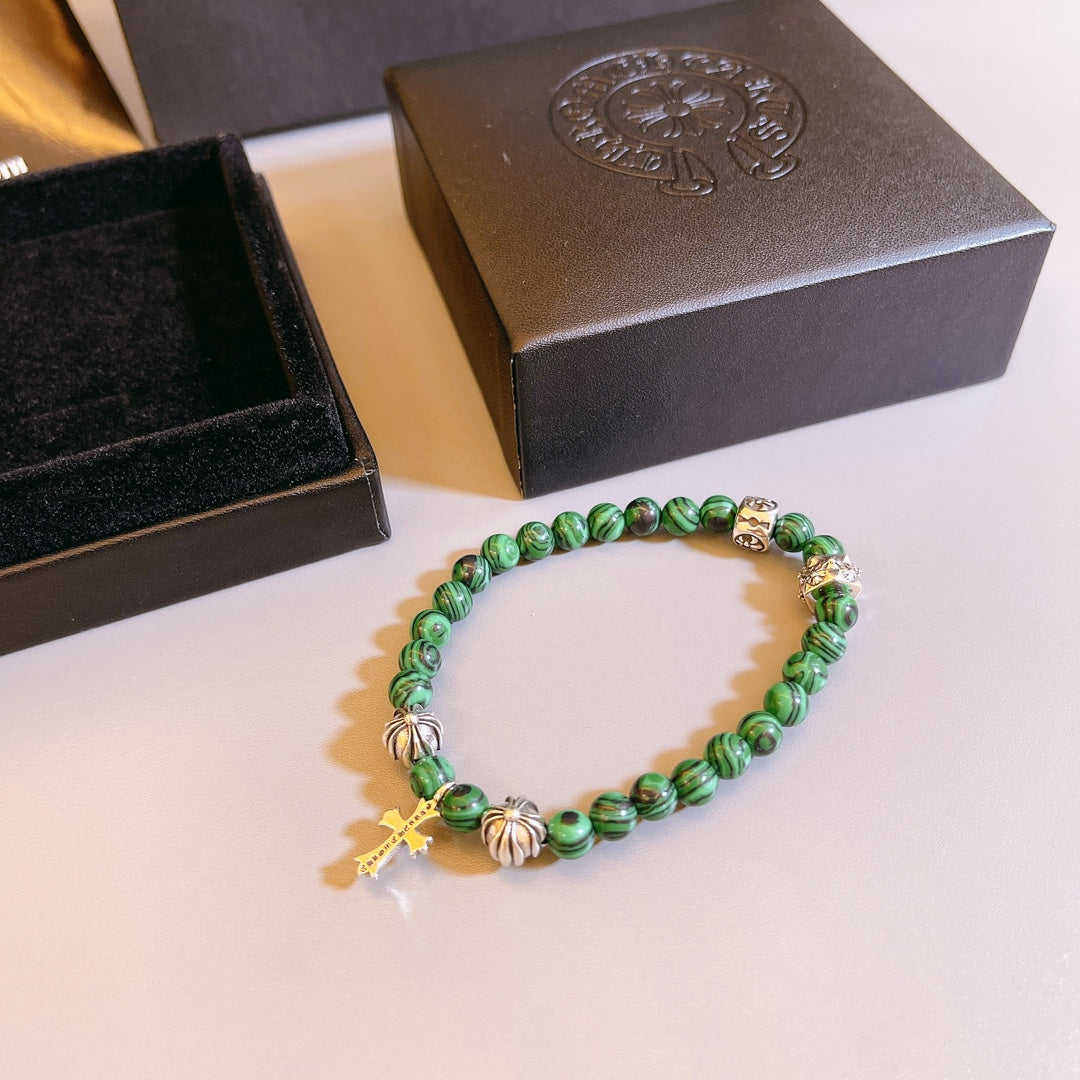 Martin Graham beaded bracelet in polished metal-tone – detail view