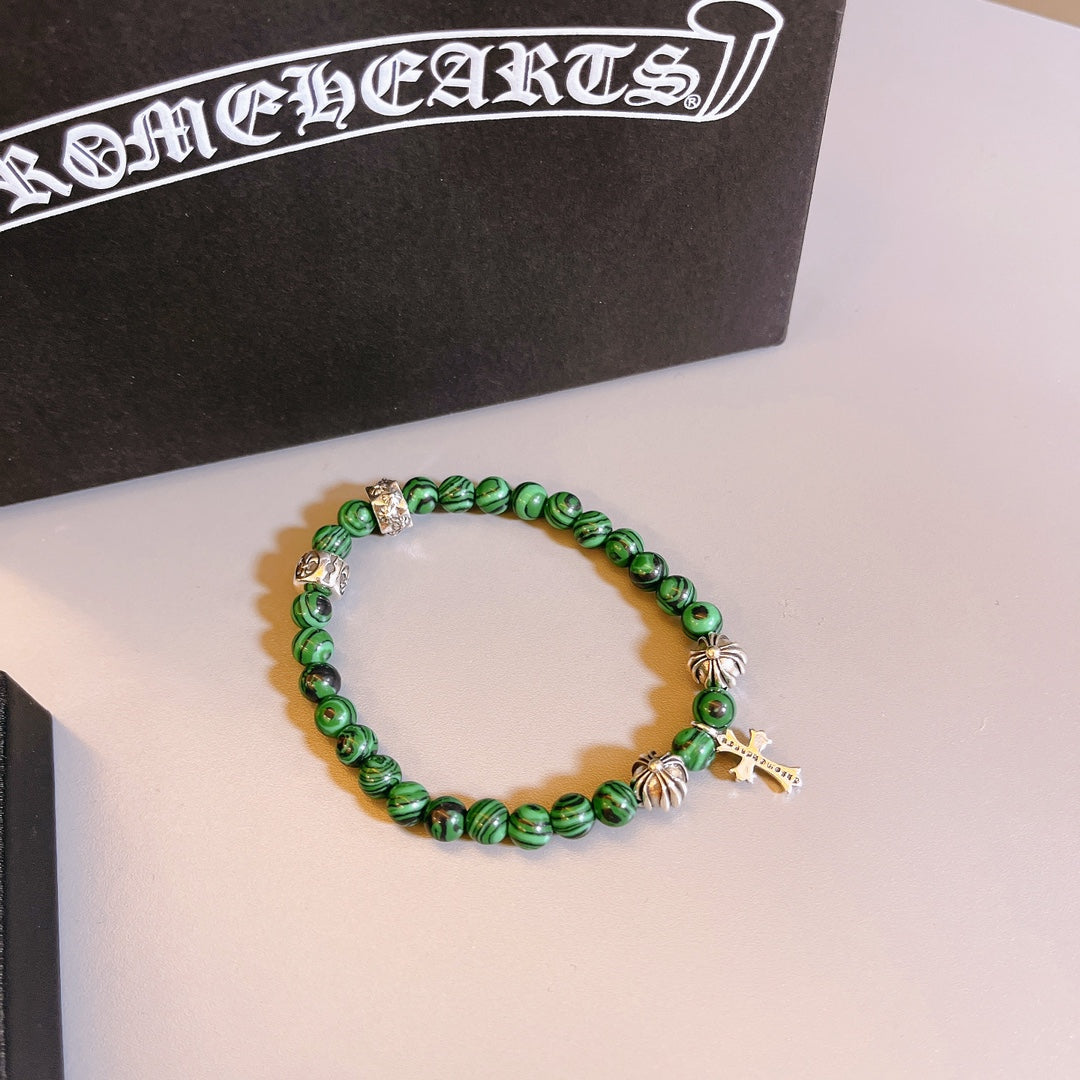 Martin Graham beaded bracelet in polished metal-tone – close-up detail