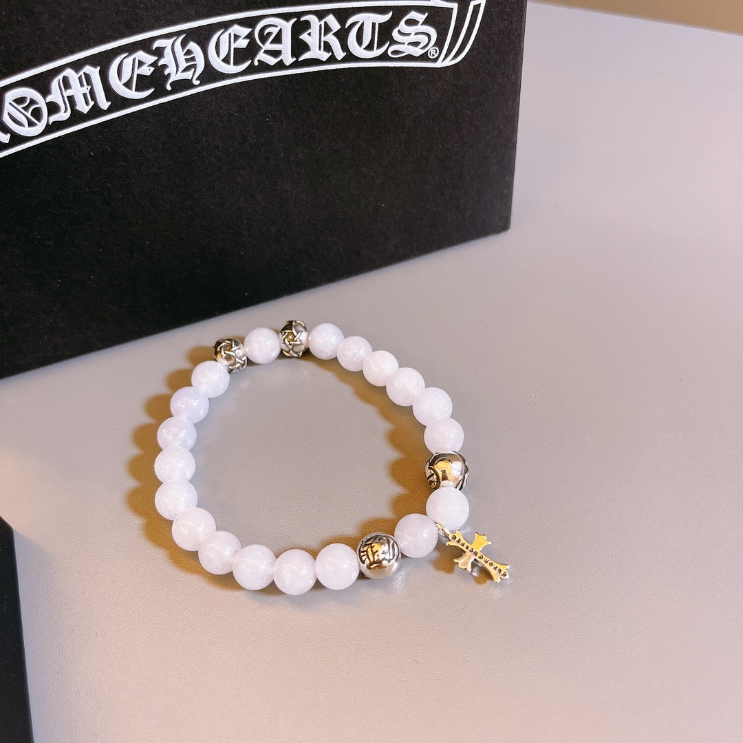 Martin Graham beaded bracelet in polished metal-tone – close-up detail