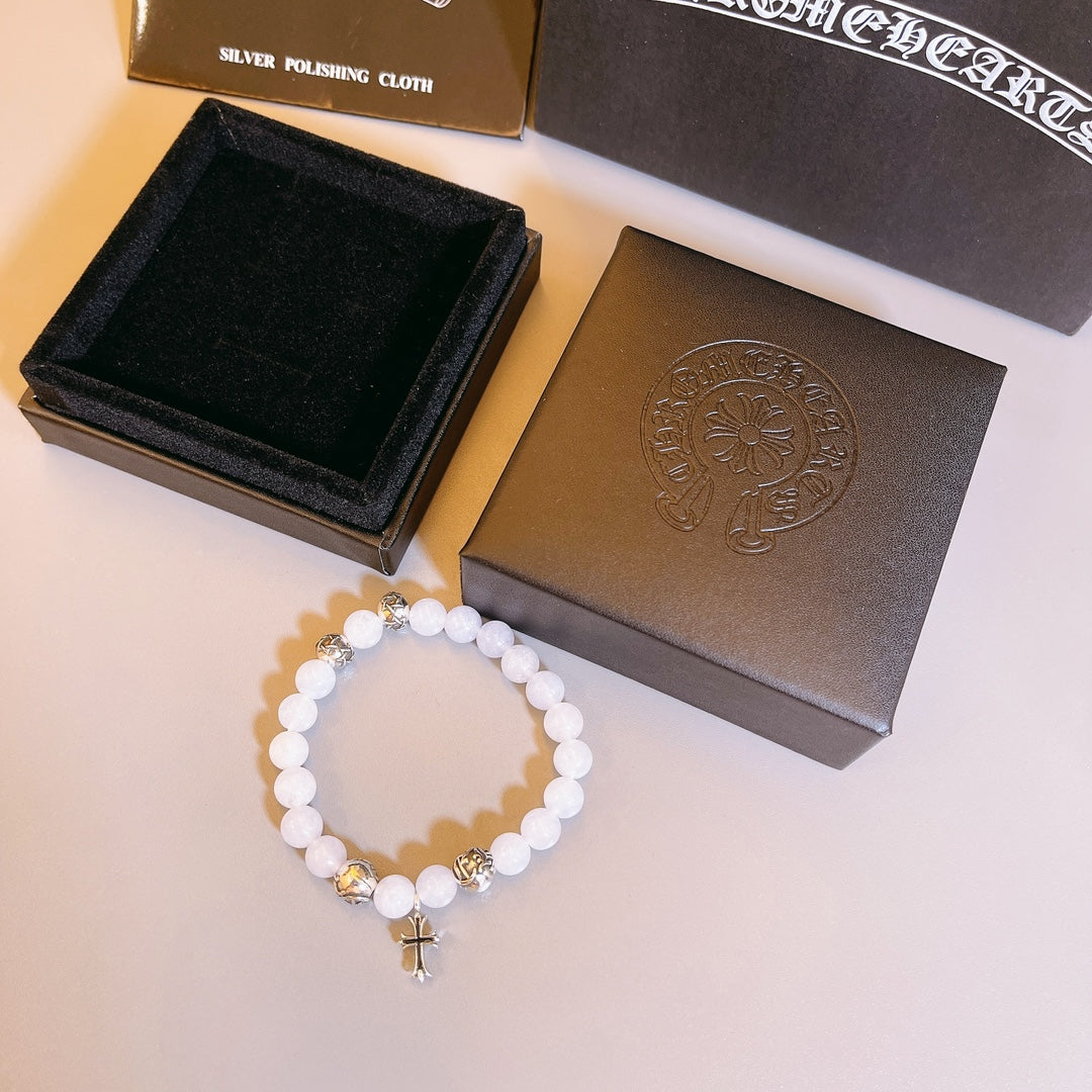 Martin Graham beaded bracelet in polished metal-tone – styled product view