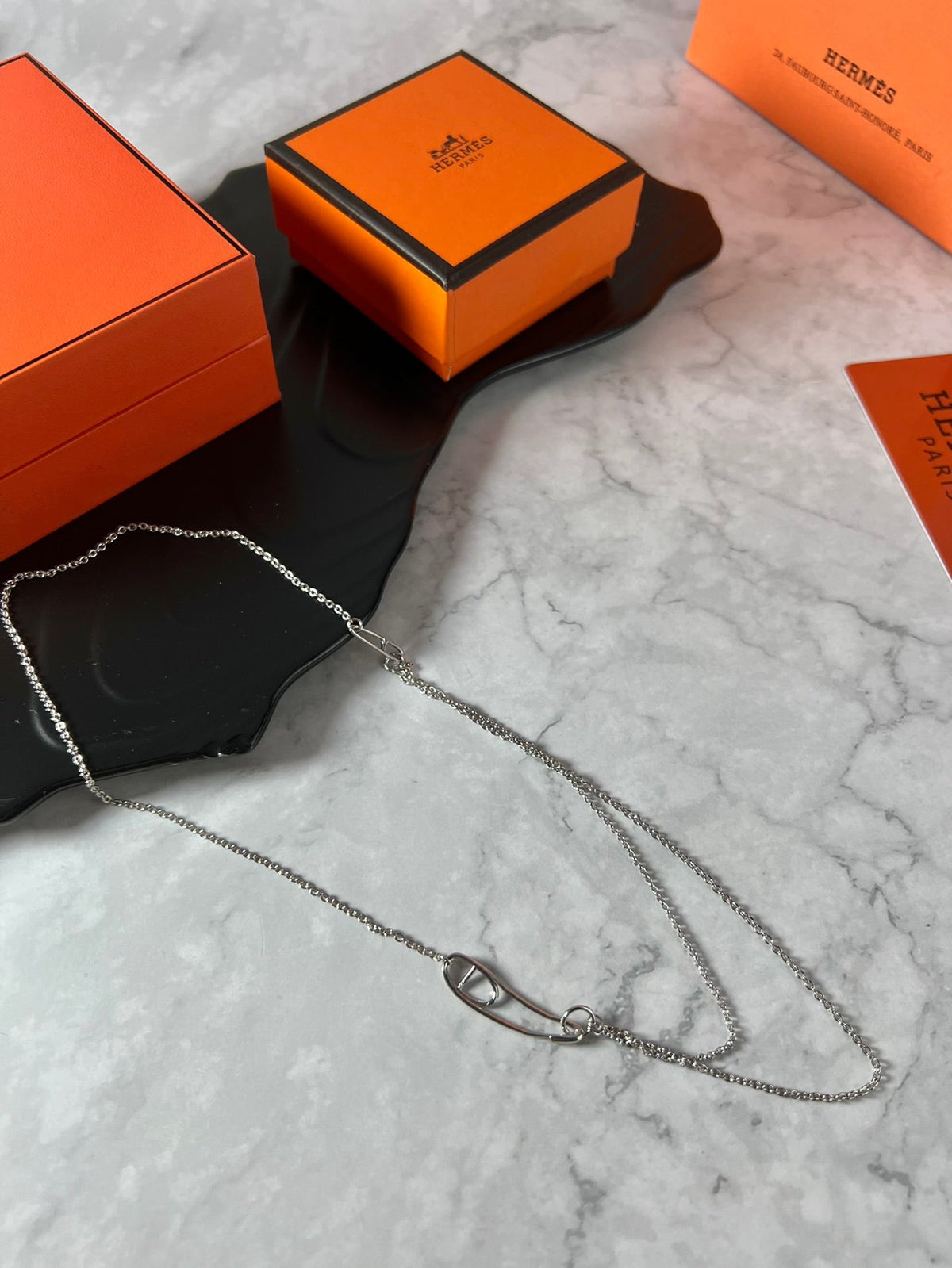 Martin Graham pendant necklace in polished metal-tone – front product view