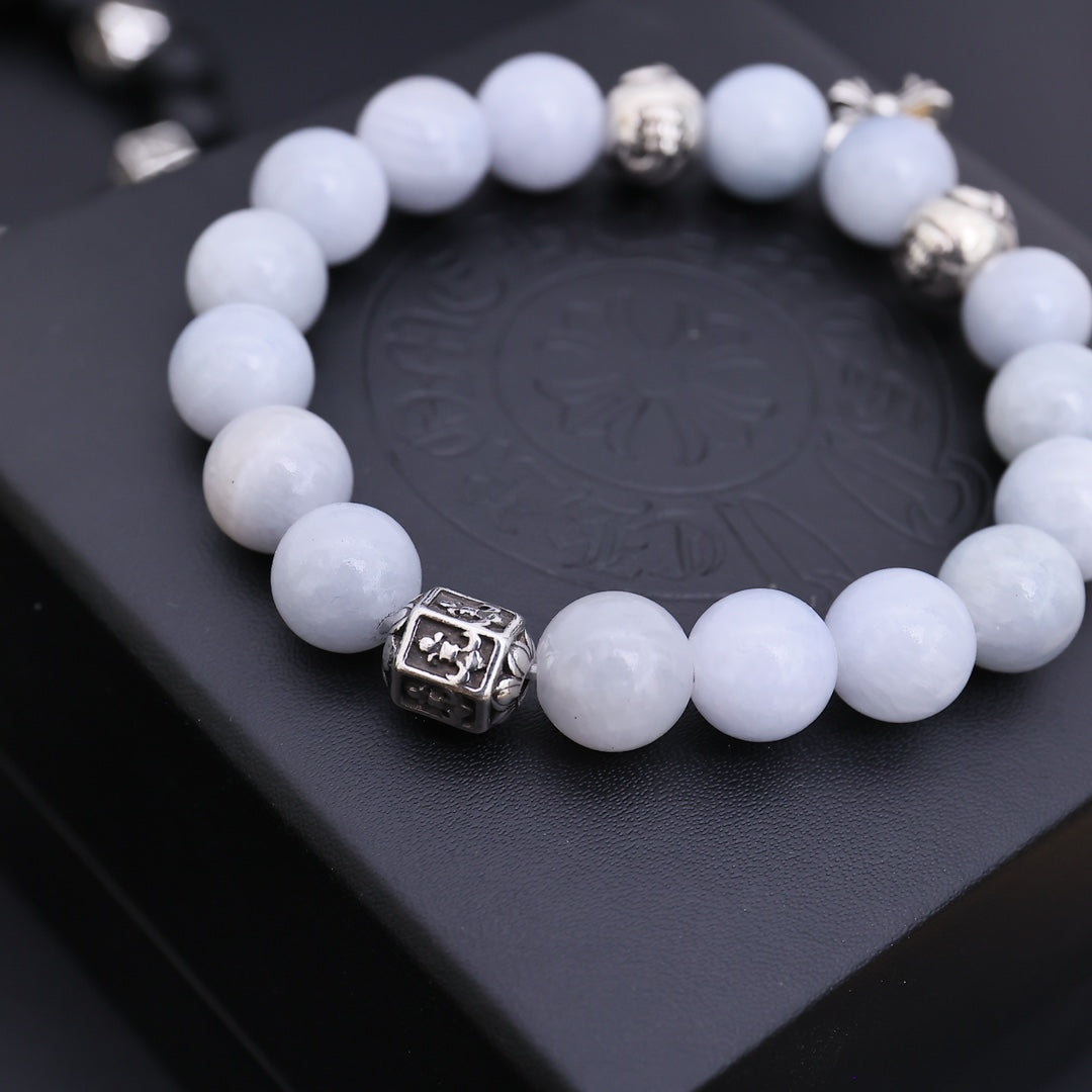 Martin Graham beaded bracelet in polished metal-tone – side detail