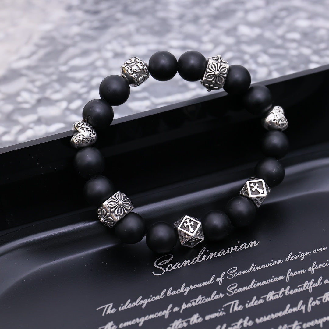 Martin Graham beaded bracelet in polished metal-tone – front product view