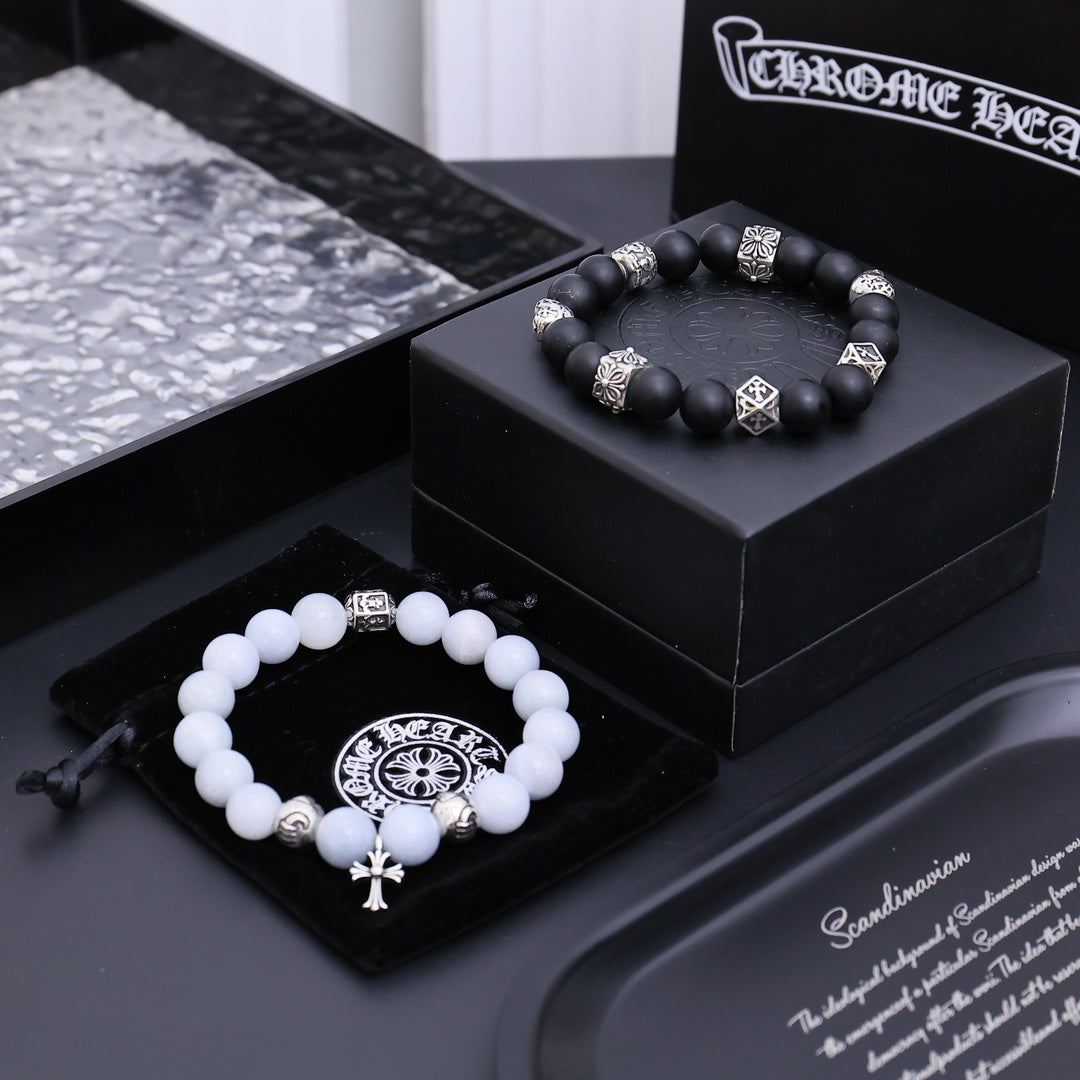 Martin Graham beaded bracelet in polished metal-tone – main product view