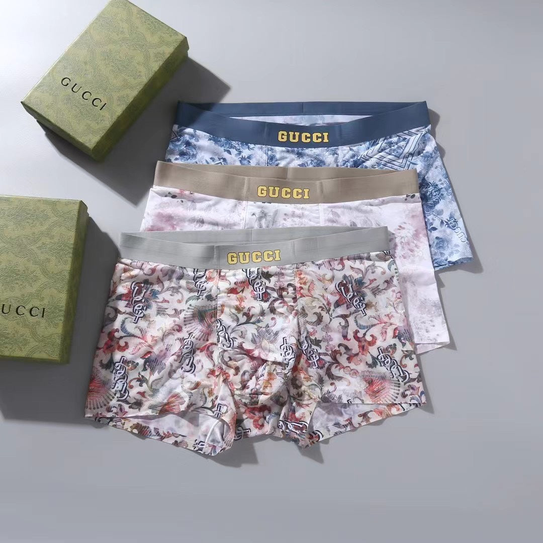 Gucci Blue And Red Graphic Prints Men's Boxer Briefs - 3-Piece Box