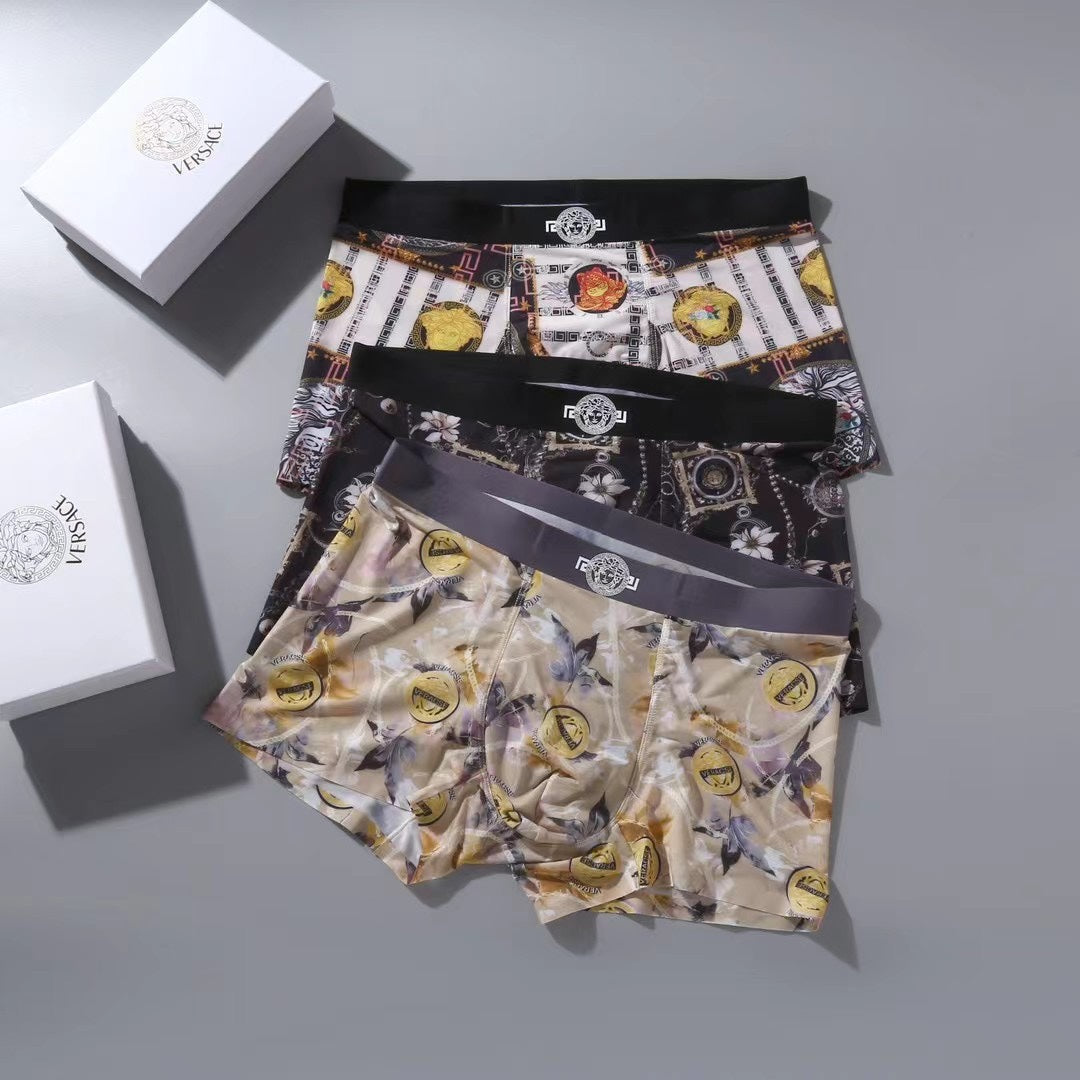 Versace Ornate Medallion Prints Men's Boxer Briefs - 3-Piece Box
