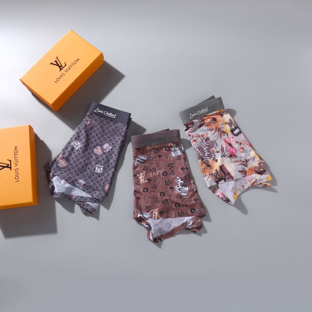 Louis Vuitton Colourful Floral-Style Prints Men's Boxer Briefs - 3-Piece Box
