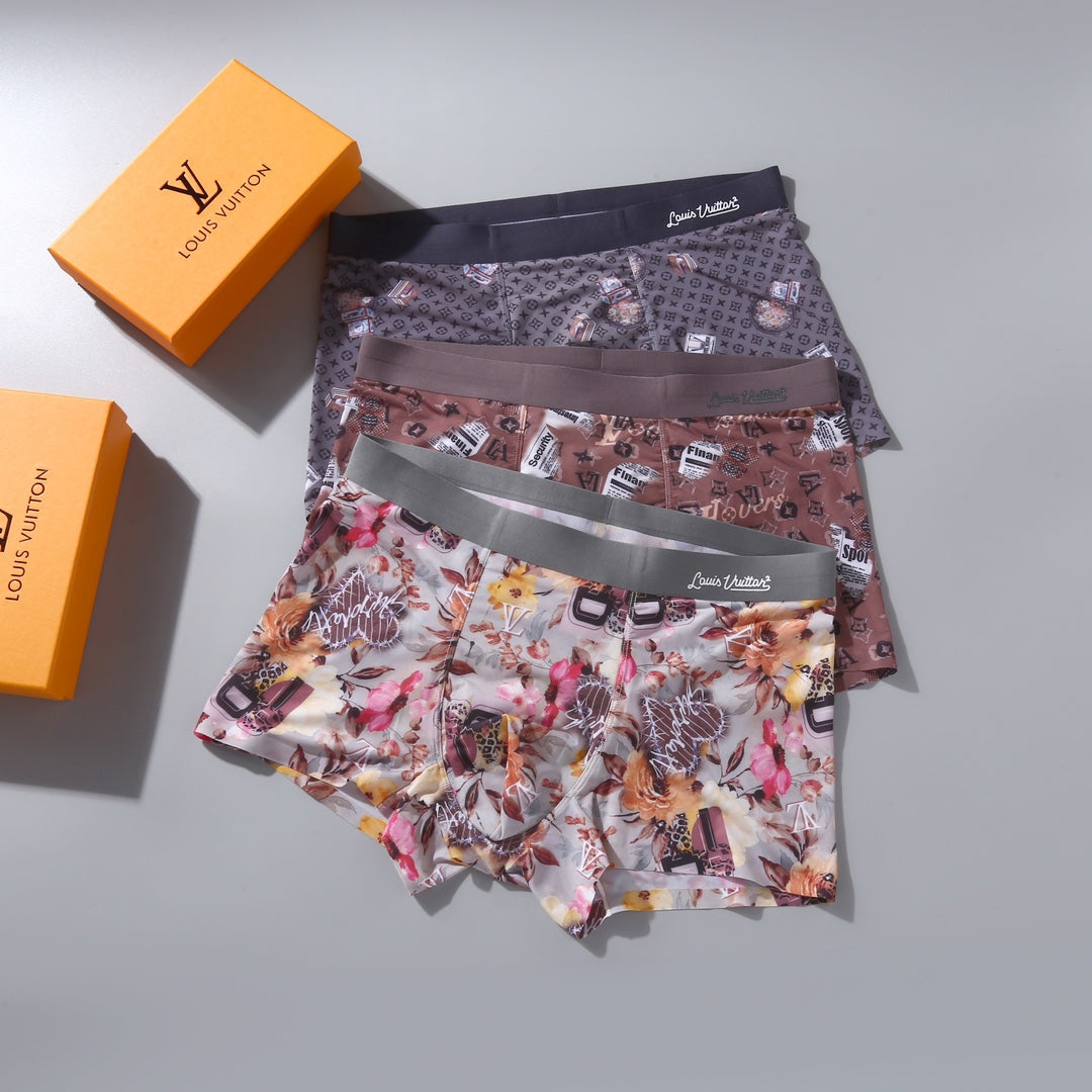 Louis Vuitton Colourful Floral-Style Prints Men's Boxer Briefs - 3-Piece Box