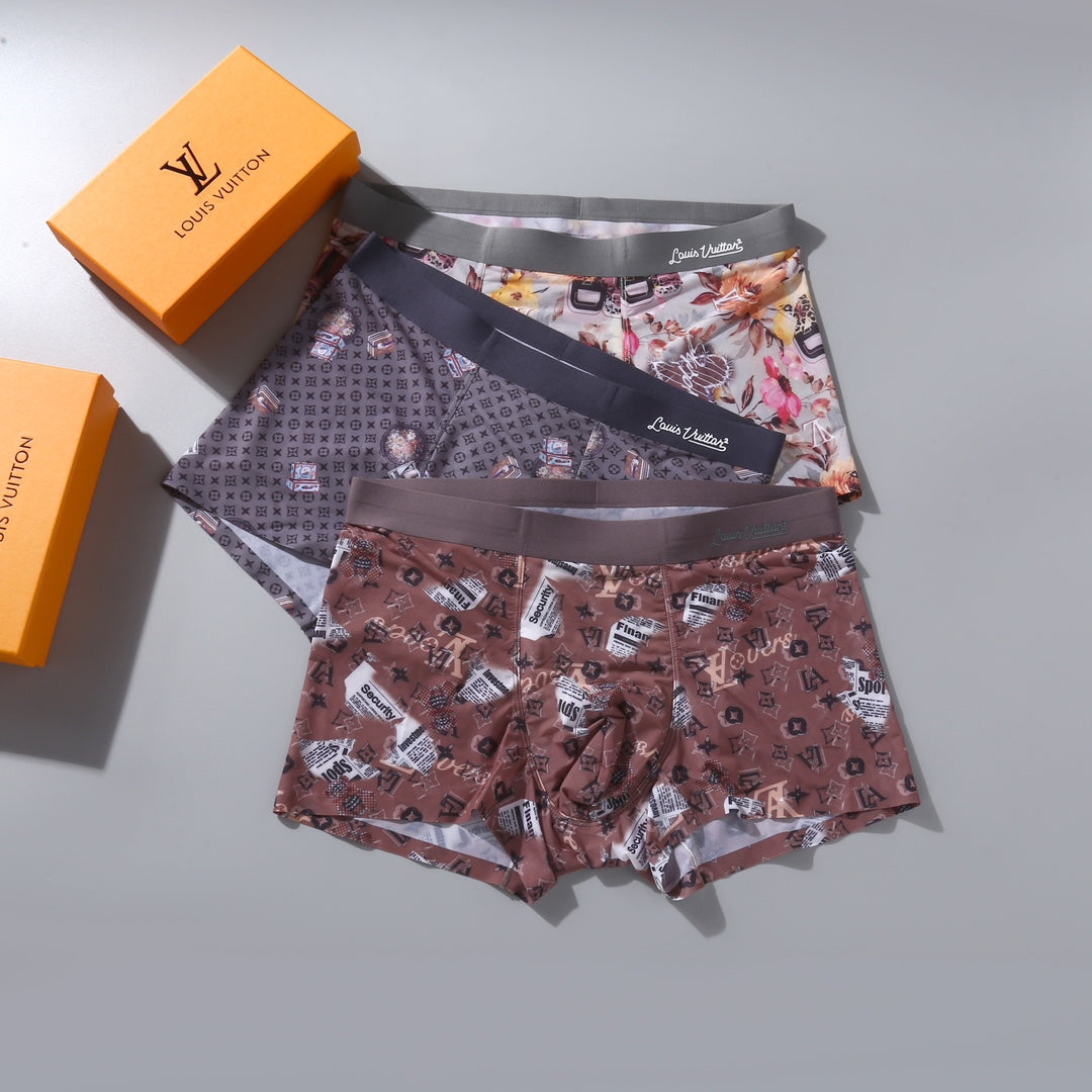 Louis Vuitton Colourful Floral-Style Prints Men's Boxer Briefs - 3-Piece Box