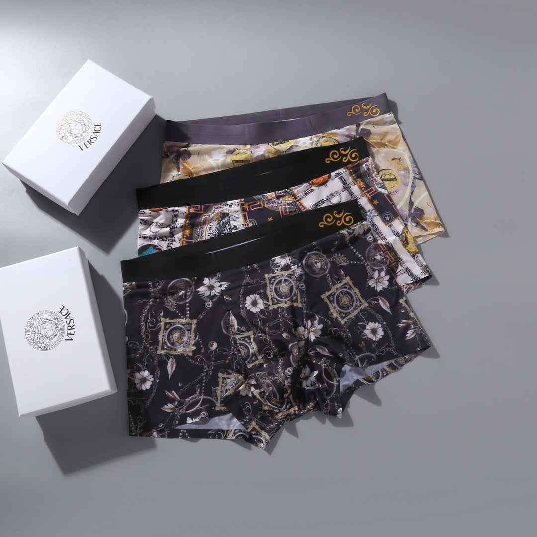 Versace Ornate All-Over Prints Men's Boxer Briefs - 3-Piece Box