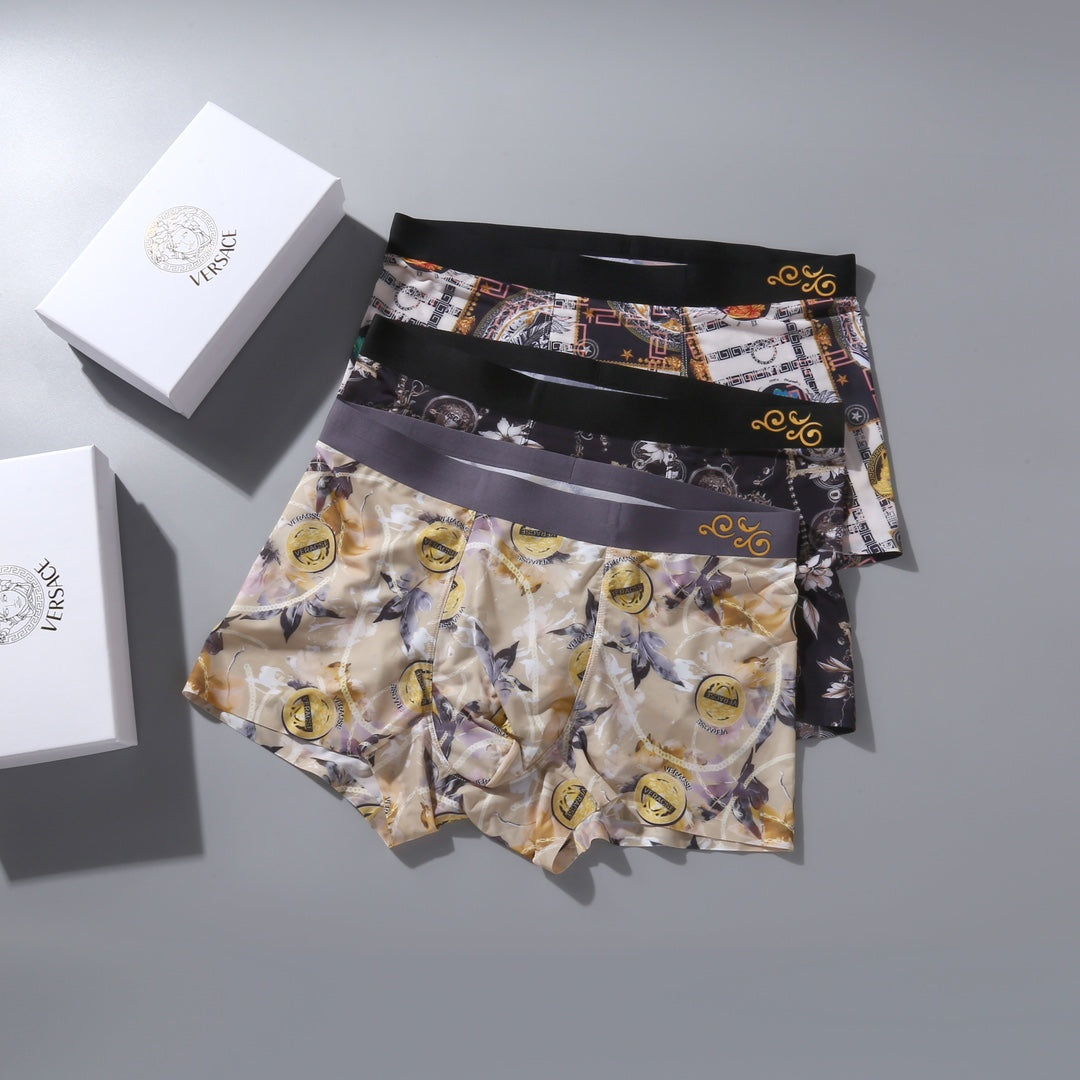 Versace Ornate All-Over Prints Men's Boxer Briefs - 3-Piece Box
