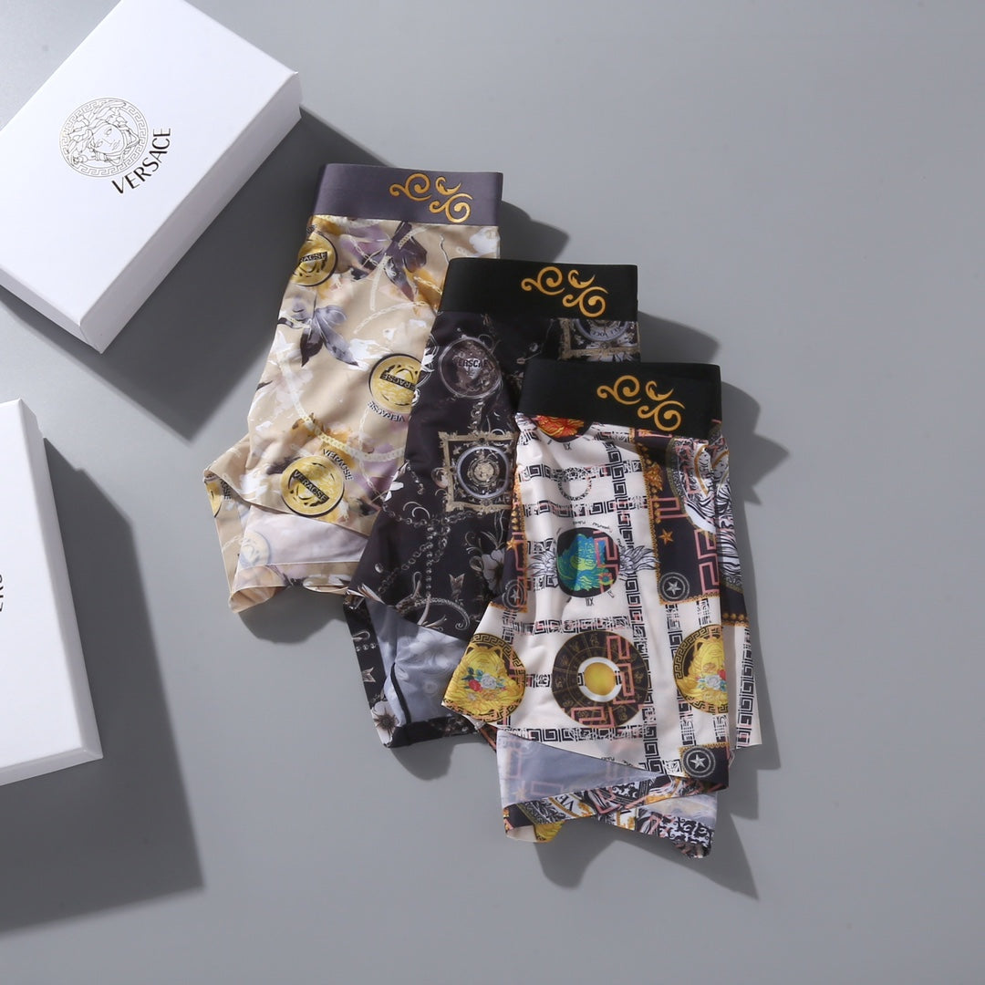 Versace Ornate All-Over Prints Men's Boxer Briefs - 3-Piece Box