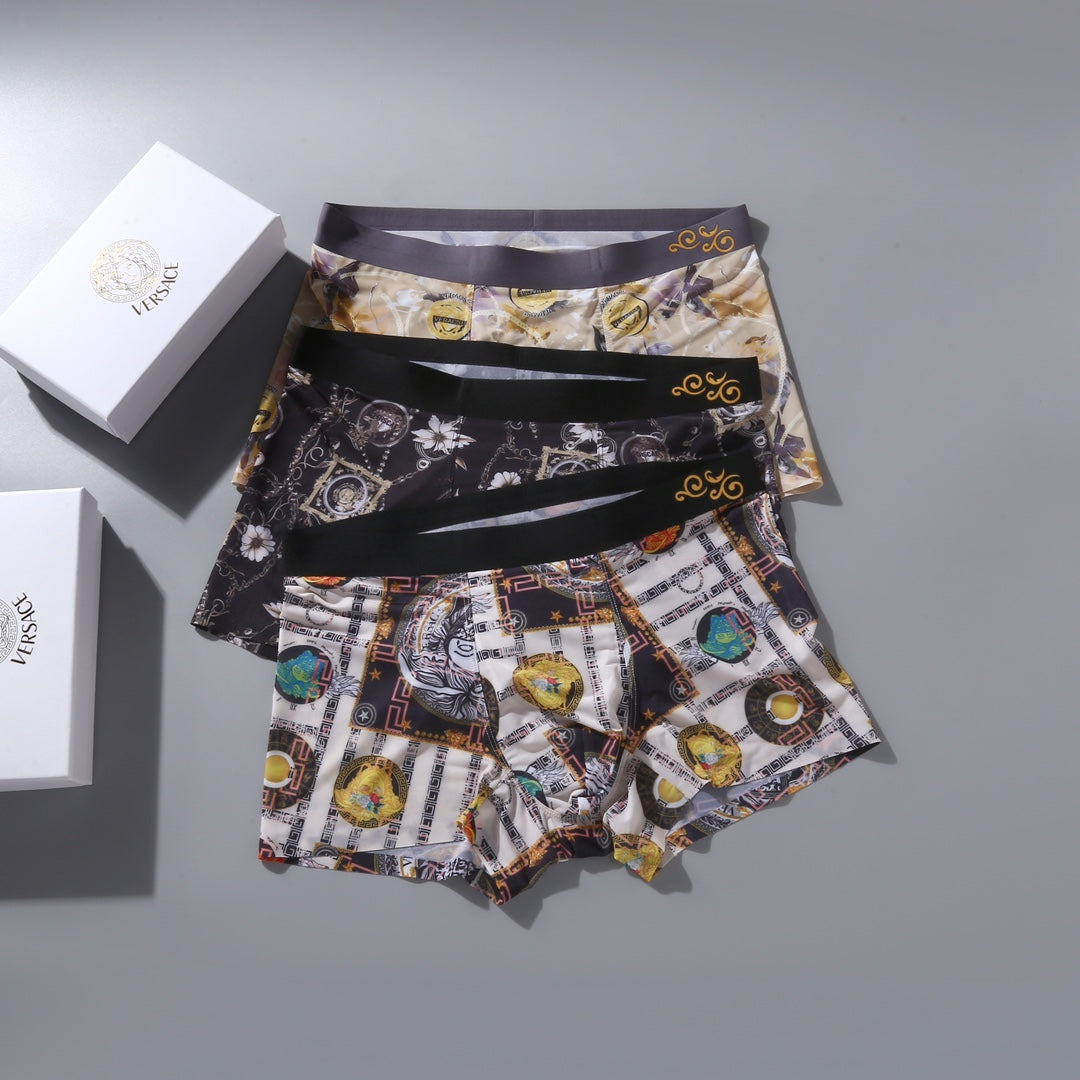 Versace Ornate All-Over Prints Men's Boxer Briefs - 3-Piece Box