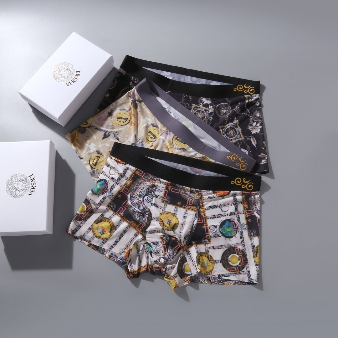 Versace Ornate All-Over Prints Men's Boxer Briefs - 3-Piece Box