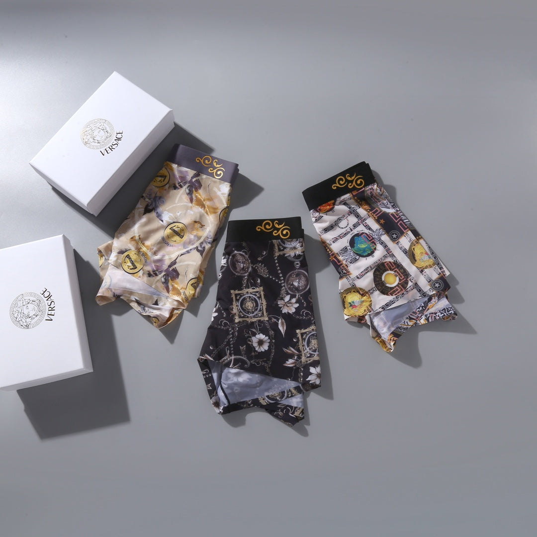 Versace Ornate All-Over Prints Men's Boxer Briefs - 3-Piece Box