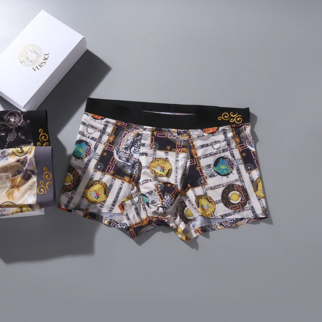 Versace Ornate All-Over Prints Men's Boxer Briefs - 3-Piece Box