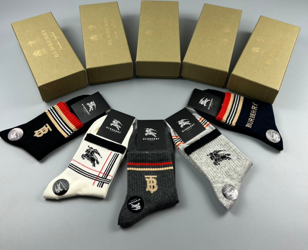 Burberry Cotton Crew Socks - 5-Pair Pack