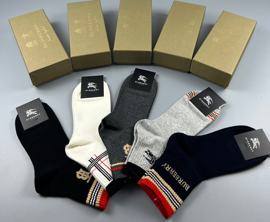 Burberry Cotton Crew Socks - 5-Pair Pack