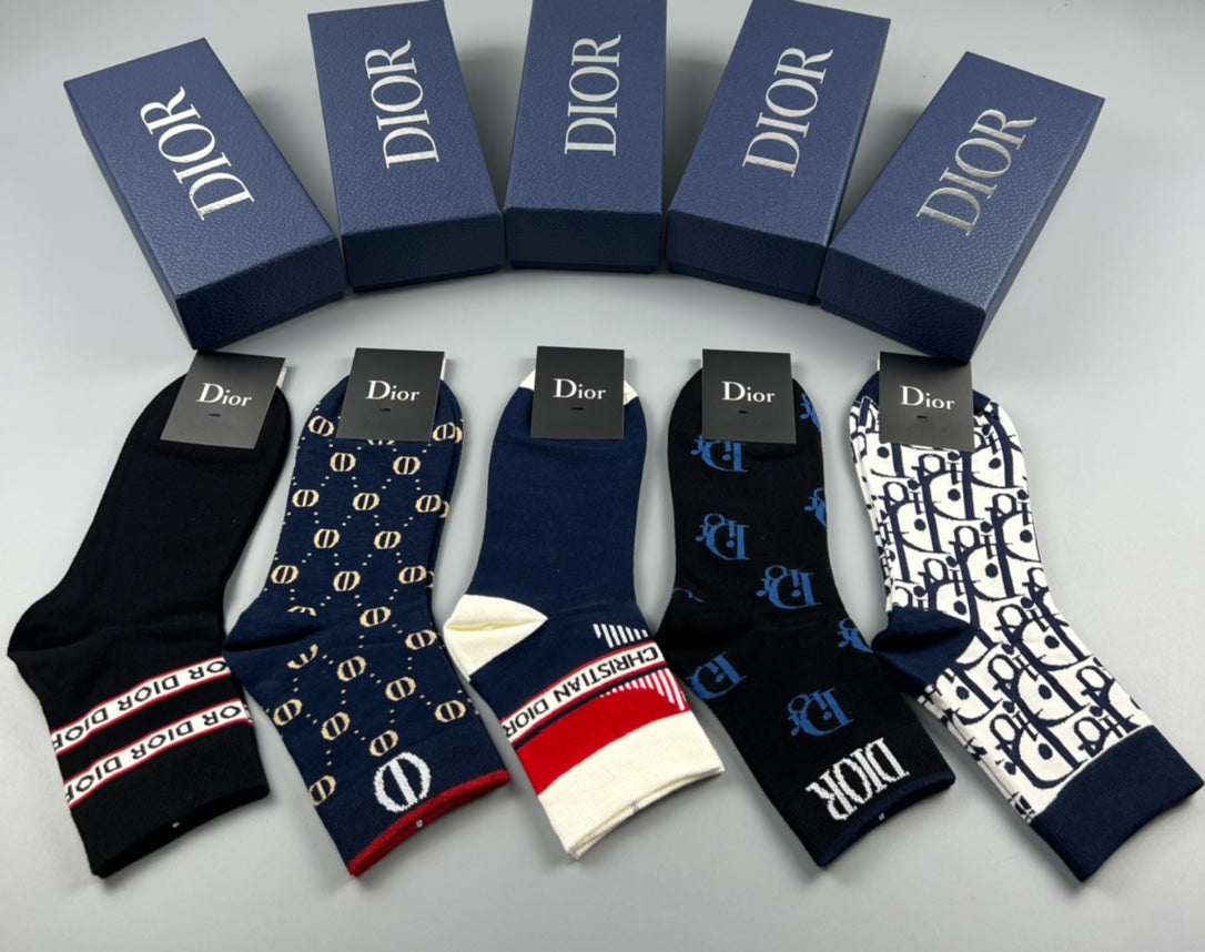 Dior Cotton Crew Socks - 5-Pair Pack