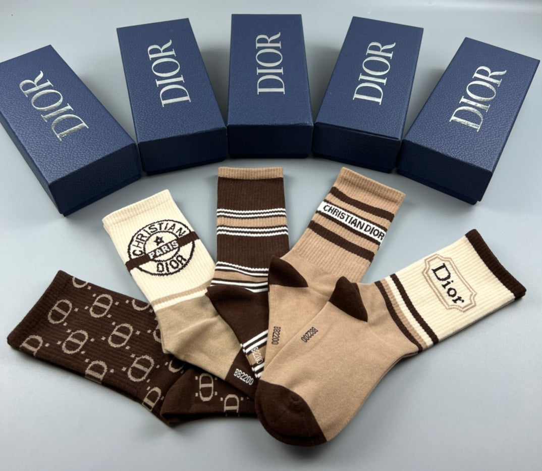 Dior Cotton Short Socks - 5-Pair Pack