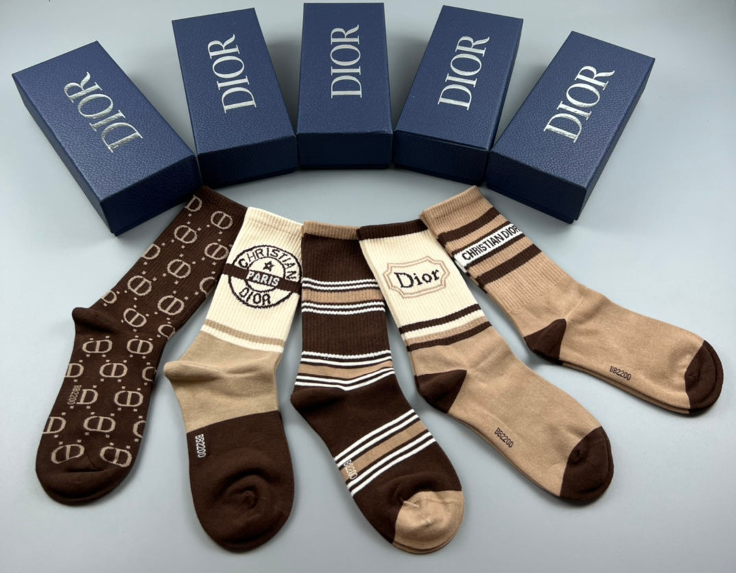 Dior Cotton Crew Socks - 5-Pair Pack