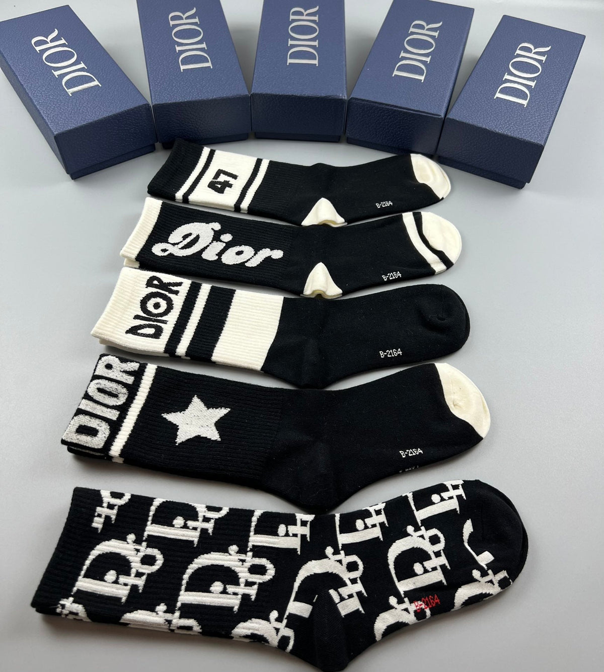 Dior Bold Wordmark And Star Graphics Crew Socks - 5-Pair Set