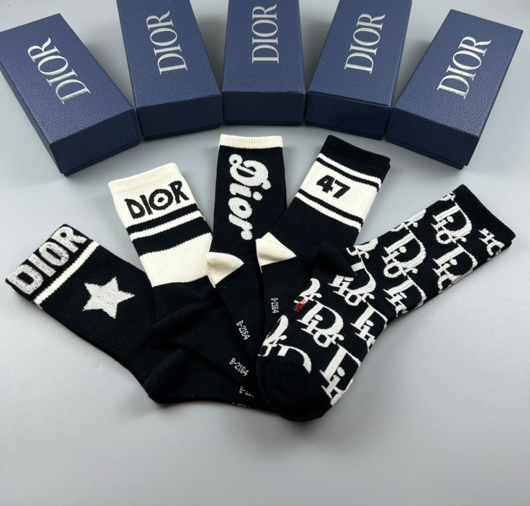 Dior Cotton Short Socks - 5-Pair Pack
