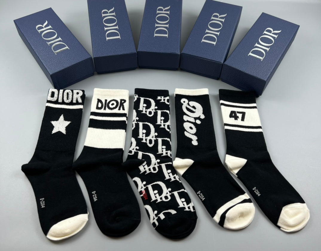 Dior Cotton Short Socks - 5-Pair Pack