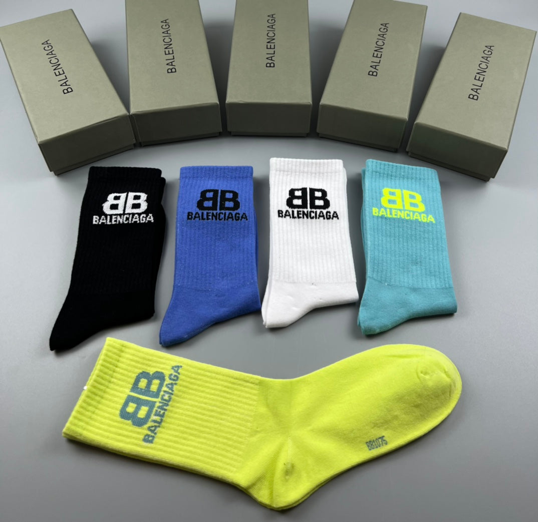 Balenciaga Bold Wordmarks Crew Socks - 5-Pair Set